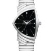Hamilton Ventura Quartz Black Dial Silver Stainless Steel Bracelet Watch, 32.3mm x 50.3mm