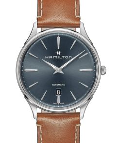 Hamilton Jazzmaster Thinline Auto Blue Dial Brown Leather Watch, 40mm