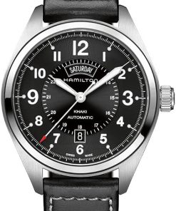 Hamilton Khaki Field Day Date Auto Black Dial & Leather Watch, 42mm