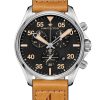 Hamilton Khaki Aviation Pilot Chrono Quartz Black Dial Brown Leather Watch, 44mm
