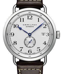Hamilton Khaki Navy Pioneer Small Second Auto Silver Dial Brown Strap Watch, 40mm