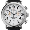 Shinola The Runwell Chrono White Dial Black Leather Strap Watch, 41mm