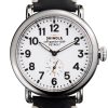 Shinola The Runwell White Dial Black Leather Strap Watch, 41mm