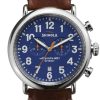Shinola The Runwell Chrono Blue Dial Teak Leather Strap Watch, 47mm