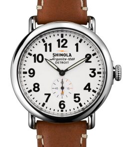Shinola The Runwell White Dial Tan Leather Strap Watch, 41mm