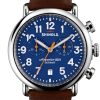 Shinola The Runwell Chrono Blue Dial Teak Leather Strap Watch, 41mm