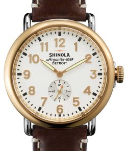 Shinola The Brakeman White Dial Brown Leather Strap Watch, 41mm
