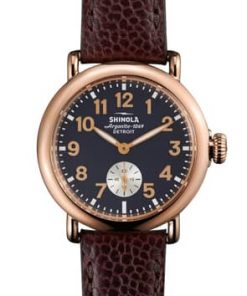 Shinola The Runwell Midnight Blue w/ Rose Gold Dial Leather Watch, 36mm