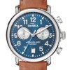 Shinola The Runwell Chrono Midnight Blue Dial Tan Watch, 41mm