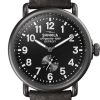 Shinola The Runwell Black Dial Leather Watch, 41mm