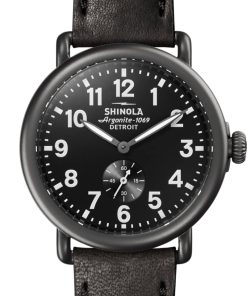 Shinola The Runwell Black Dial Leather Watch, 41mm