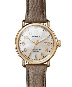 Shinola The Runwell White MOP Dial Walnut Strap Watch, 41mm