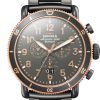 Shinola The Runwell Sport Chrono Stone Dial Sandblast PVD Gunmetal Bracelet Watch, 48mm
