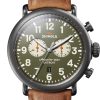 Shinola The Runwell Chrono Green Dial Tan Leather Strap Watch, 47mm