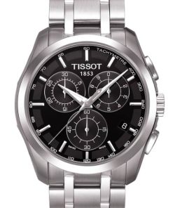 Tissot Couturier Quartz Chronograph Black Dial Stainless Steel Bracelet Watch, 41mm