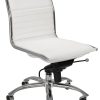 Euro Style White Dirk Low Back Without Armrests Office Chair