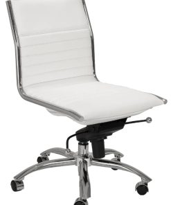 Euro Style White Dirk Low Back Without Armrests Office Chair