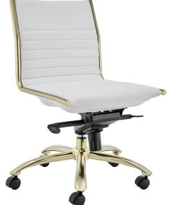 Euro Style White Dirk Low Back Without Armrests Office Chair