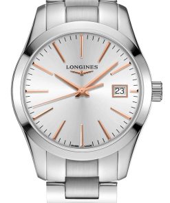 Longines Conquest Classic Stainless Steel Bracelet Watch, Sunray Silver Dial, 34mm