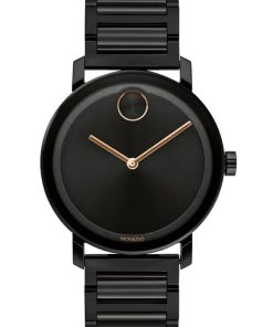 Movado BOLD Evolution Black Dial & Ion-Plated SS Link Bracelet Watch, 40mm