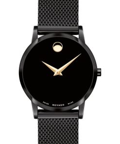 Movado Museum Classic Black Dial & Mesh Bracelet Watch, 28mm