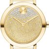 Movado BOLD Evolution Frosted Yellow Gold-Tone w/ Crystals Dial & Link Bracelet Watch, 34mm