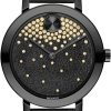Movado BOLD Evolution Frosted Black w/ Crystals Dial & Link Bracelet Watch, 34mm