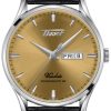 Tissot Heritage Visodate Powermatic 80 Champagne Dial Black Leather Watch, 42mm