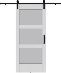 Colonial Elegance 37 In. x 84 In. x 1.38 In. 3-Lite White Vinyl Barn Door Kit