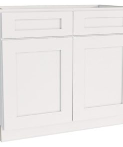 CraftMark Plymouth Shaker 36 In. W x 24 In. D x 34.5 In. H White Sink Base Kitchen Cabinet