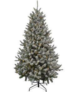 Montana Ridge 7.5 Ft. Flocked Pine 500-Bulb Warm White LED Quick Connect Prelit Artificial Christmas Tree