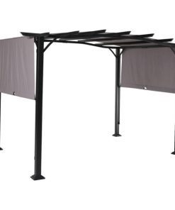 Outdoor Expressions 8.8 Ft. W. x 7.5 Ft. H. x 11.5 Ft. L. Black Steel Pergola