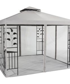 Outdoor Expressions 10 Ft. x 10 Ft. Gray & Black Steel Gazebo with Sides