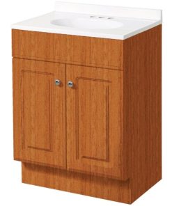 Zenith Zenna Home Oak 36 In. W x 35 In. H x 18 In. D Vanity with White Cultured Marble Top