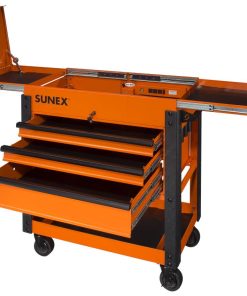 3 Drawer Slide Top Utility Cart with Power - Orange