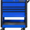 33" 4 Drawer Deluxe Tool Cart with Bumpers, Blue with Black Drawer Pulls