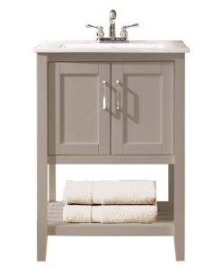 Design House Valerie Dove Gray 24 In. W x 34 In. H x 18 In. D Vanity with White Porcelain Top