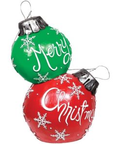 Alpine 48 In. Red/Green Merry Christmas Stacked Ornaments With LED Lights