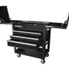 3 Drawer Slide Top Utility Cart with Power - Black