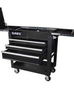 3 Drawer Slide Top Utility Cart with Power - Black