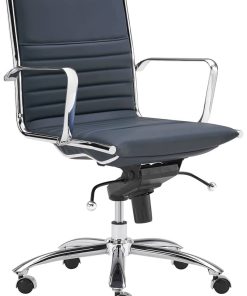 Euro Style Dirk Blue/Chrome Low Back Office Chair