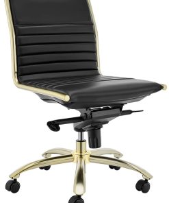 Euro Style Black & Gold Dirk Low Back Without Armrests Office Chair