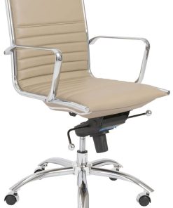 Euro Style Dirk Taupe/Chrome Low Back Office Chair