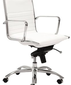 Euro Style Dirk White/Chrome Low Back Office Chair