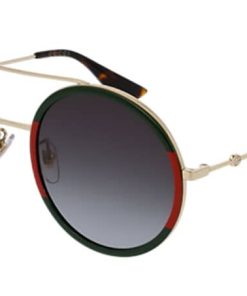 Gucci Round Gold With Red GG0061S Gradient Sunglasses, 56mm
