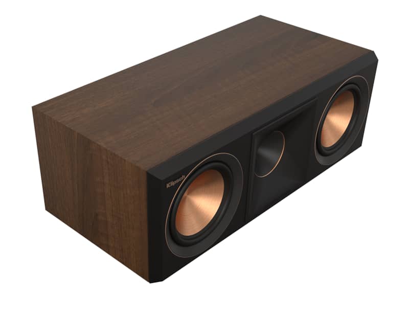 Klipsch-RP-Walnut-Center-Channel-Speaker-RP500CIIWAL-top-angled-grille-off.jpg