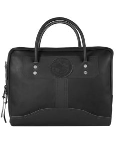 14 Liter Capacity Black Traveler's Medium Pebbled Leather Briefcase