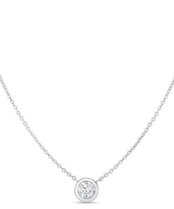 Roberto Coin 18K White Gold Bezel Set Diamond Solitaire Necklace