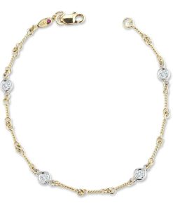 Roberto Coin 18KT Gold Dog Bone Chain Bracelet With Diamond Stations