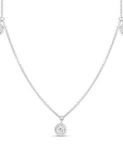 Roberto Coin 18K White Gold Three Diamond Drop Station Necklace